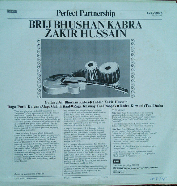Perfect Partnership: Guitar & Tabla - Brij Bhushan Kabra, Zakir Hussain (1978)